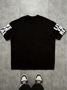 T-shirt en molleton uni de streetwear imprimé par transfert thermique à injection directe personnalisée, de haute qualité, coupe ample et oversize, 100% coton - Product Image 4