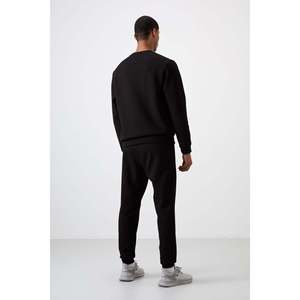 Conjunto Deportivo de Algodón Negro para Hombre, Grueso, Suave, Texturizado, Cómodo, con Bordado, Transpirable, Estilo Casual-85254 - Product Image 1