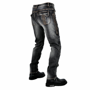 D-Ride Moto Dark Denim Durable for <b>Biker</b> <b>Jeans</b> with Removable CE-Armor Quick Dry & Breathable for All Seasons - Product Image 3