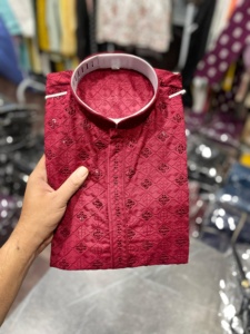 Kurta de luxe indien pour mariage et fête, vêtements de mode pour hommes, vêtements ethniques indiens, ensemble pour mariage en 2025 - Product Image 4