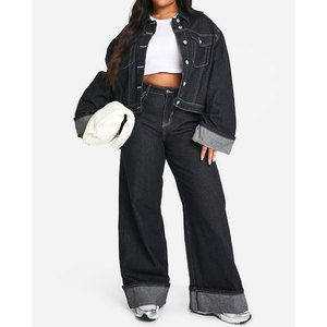 Veste en jean d'hiver pour femmes de haute qualité couleur unie 100% coton lavé respirant manteau en jean décontracté à vendre - Product Image 3