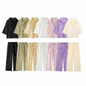 Nuova estate camicia Jacquard da donna <span class=keywords><strong>e</strong></span> pantaloni dritti due pezzi Set Casual - Product Image 1