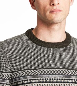 Tricoté rayé col rond hommes chandails coton laine haute qualité fabricant pas cher prix respirant sports d'hiver hommes pull - Product Image 4