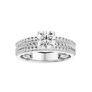 Anillo de Compromiso de Doble Hilera con Diamantes Originales y Banda de Media Eternidad, con Diamantes Cultivados en Laboratorio de Corte Redondo y 1.5 Quilates de Peso Total - Product Image 6