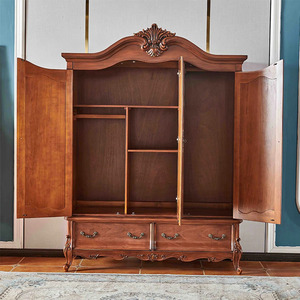 衣柜<span class=keywords><strong>3</strong></span>门由实心红木制成，高品质深棕色，适用于卧室、客厅和室内。 - Product Image 2