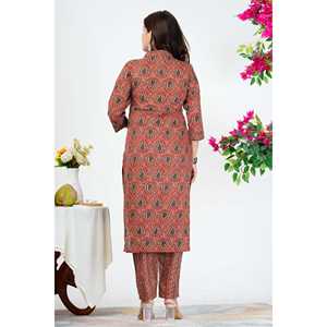 Para Rust Red Paisley Printed Women's Kurta Set con Dupatta - Product Image 3