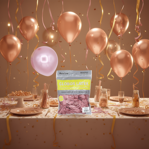 Ballons en latex Party Love 12 cm Rose Gold Métallique 100 pièces Sac décoratif - Product Image 3