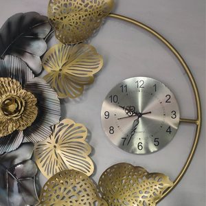Reloj de pared analógico flor y hoja Metal reloj colgante de pared decorativo para casa de campo decoración del hogar precio al por mayor - Product Image 3