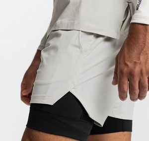 Short de sport 2-en-1 en toile respirante à séchage rapide pour hommes, sur mesure OEM, pour la course et le basket-ball en salle de sport-Style décontracté - Product Image 6