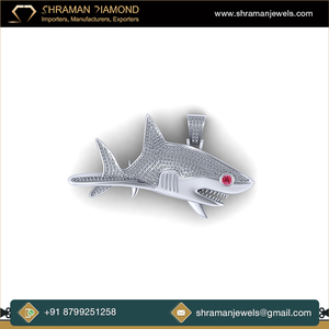 Colgante de tiburón de diamante cultivado en laboratorio VVS VS unisex personalizado, diseño de dibujos animados de plata 925, joyería fina, regalo único para hombres y mujeres - Product Image 2