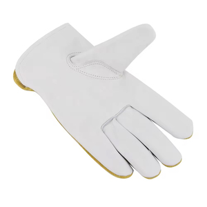 Guantes de conductor de cuero de vaca Guantes de trabajo de jardín de cuero de piel de cabra con pulgar trapezoidal Guantes de conducción de camiones pesados para conductores - Product Image 4