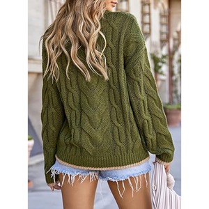 สเวตเตอร์ถักไซส์ใหญ่พิเศษของผู้หญิงเสื้อสเวตเตอร์แบบสวมหัวทรงหลวมโรงงาน - Product Image 2