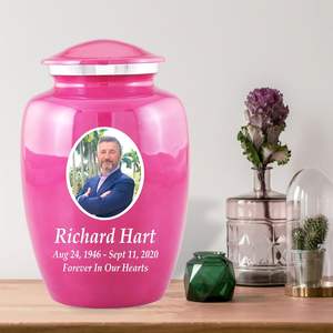 Urnes de crémation avec photo personnalisée pour cendres adultes Urnes funéraires personnalisées pour cendres humaines fabriquées à la main taille personnalisée rose - Product Image 4
