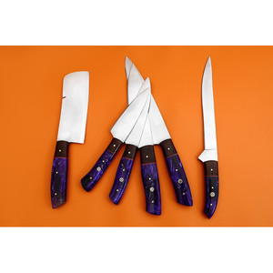 Vente chaude ensemble de couteaux de cuisine écologiques professionnels 5 pièces couteau de Chef en acier damas manche en palissandre Logo personnalisé Minimum - Product Image 3