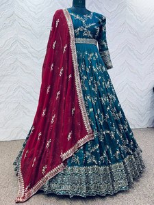 EL ÚLTIMO DISEÑADOR NUEVO VESTIDO DE FIESTA VESTIDO DE TRABAJO PESADO CON GEORGETTE WORK DUPATTA - Product Image 5