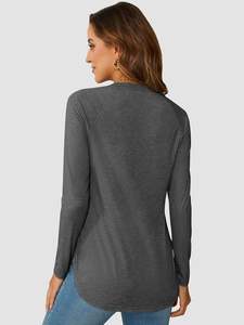 Custom 100% Cotton O-Neck Long Sleeve Women's Tops Plus Size Streetwear Embroidered Loose T-<b>Shirt</b> for Ladies - Product Image 2