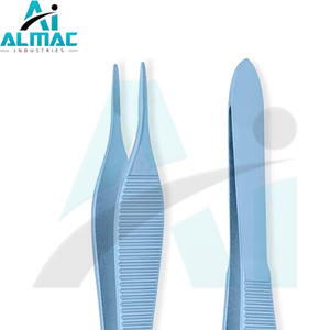 Almac ชุดคีมหนีบไมโคร Adson 12ซม. เครื่องมือมือไทเทเนียมด้ามจับแบนตรงปลายหยักขายร้อน - Product Image 6