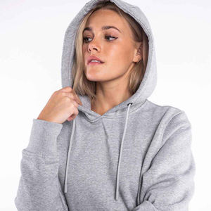 Custom Logo Ladies Casual Crop Top Hoodie Set Women's Winter Sweatshirt Pullover Gym Hoodie with Front Logo Position - Product Image 5