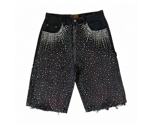 Nuevos pantalones vaqueros personalizados de algodón orgánico para hombre, pantalones cortos elegantes con estampado de piedra 3D, pantalones cortos de mezclilla transpirables lavados de primera calidad - Product Image 5