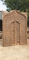 Grande Porte en Bois Rustique de Style Antique Design Elégant Grande Porte à Poteau Vintage pour Bureau à Domicile, Jardin ou Salle à Manger