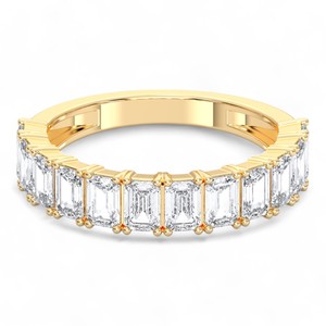 Anillo de boda de 2,50 quilates con corte de esmeralda de moissanita de quilates, conjunto completo de puntas de eternidad, hecho en oro sólido para mujer - Product Image 1