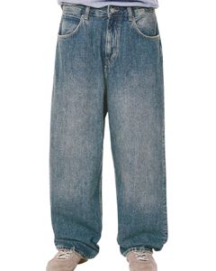 Men <b>Vintage</b> Wide Leg Denim Jeans Blue Washed Loose Fit Straight Baggy Streetwear Casual Pants For Wholesale OEM - Product Image 5