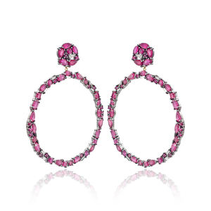 Pendientes de Plata de Ley 925 con Baño de Rodio, Corte Baguette, Redondos, con Diamantes Colgantes, para Mujer, Estilo Clásico - Product Image 4