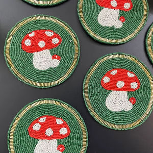 Handmade Beaded <b>Coasters</b> - Boho <b>Drink</b> <b>Coasters</b> with Polyester Backing (4x4 Inch) - Product Image 1