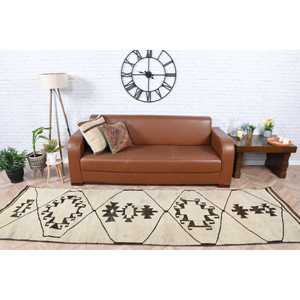 Alfombra de 3.1x10.1 pies, Alfombra Turca Vintage, Alfombra a Cuadros Marrón Herki - Product Image 1