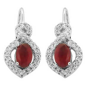 Boucles d'oreilles pendantes vintage en argent plaqué or et platine avec rubis, perles et diamants pour femmes, idéales pour les mariages et les fêtes - Product Image 1