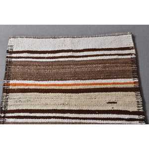 Vintage Turkish Kilim Rug 2.8x6.7 ft, <b>Brown</b> Accent Floral <b>Wool</b> Rug - Product Image 4
