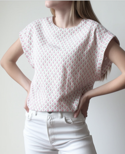 Women's Cap Sleeve Blouse O-Neck Breathable Woven Poplin <b>Top</b> Casual Wear Regular Fit 100% Viscose Summer Quick Dry - Product Image 4