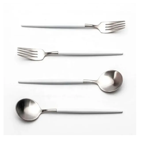 Nouveau Style ensemble de couverts vaisselle argent acier inoxydable créatif arc-en-ciel noir cadeau argent personnaliser argent métal couverts - Product Image 5