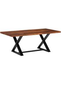 โต๊ะกาแฟสไตล์อุตสาหกรรมทำจากไม้แนวชนบทพร้อมฐาน x โลหะสีดำทนทานสำหรับห้องนั่งเล่นหรือสวนวิลล่าเฟอร์นิเจอร์ภายในบ้าน - Product Image 6