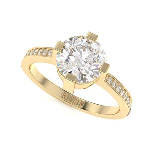 Solitario de diamante de corte redondo de 3.00ct con acentos Anillo de compromiso para mujer - Product Image 1