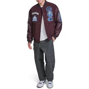 Chaqueta de cuero de alta calidad de lana Varsity para hombre, estilo de béisbol bordado personalizado, fabricante de tela de invierno de manga larga - Product Image 2