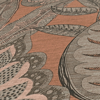 Rollos de Papel Tapiz Floral Alemán - Patrón de Hojas Rosa Gris Taupe Marrón Vinilo No Tejido 1005x0.53m Moderno para Cocina y Gimnasio