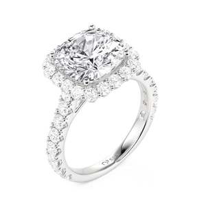 Bague de fiançailles Jeulia Halo en argent sterling avec sertissage griffes et coupe coussin - Product Image 3