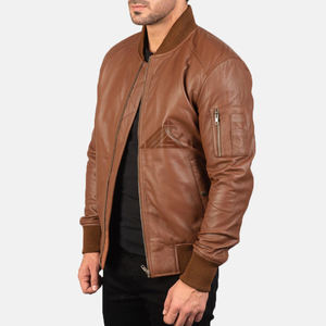 เสื้อแจ็กเก็ตหนังของผู้ชายเสื้อซับในคอปกด้านหน้าแนวสตรีทผลิตตามสั่ง - Product Image 2