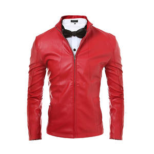 Chaqueta de cuero de oveja de moto de color rojo, diseño de motorista logotipo propio chaqueta de cuero genuino 100% por encargo - Product Image 5