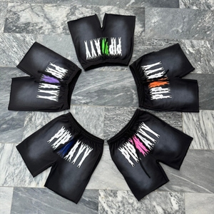 กางเกงขาสั้นผ้าดิบพิมพ์ลายสำหรับผู้ชายกางเกงขาสั้นผ้าดิบ DTG DTG DTG DG DTG สกรีนลายแนวสตรีทผ้าฝ้ายฟอกสี100% แบบวินเทจ - Product Image 6