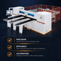 Scie à panneaux numérique CNC à commande PLC pour panneaux MDF, panneaux de particules, feuilles d'aluminium acrylique et surfaces solides, moteur 380V 23KW, garantie 1 an