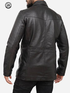 Nueva Bomber chaqueta de cuero Formal para hombre, corte holgado, cuello rasgado sólido, impermeable, a prueba de viento, piel de oveja - Product Image 4