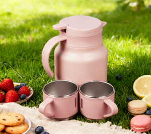 กระติกน้ำร้อนสแตนเลสแบบใหม่ น่ารัก เก็บความร้อนสองชั้นสุญญากาศ ชุดกาต้มน้ำชาและกาแฟ สำหรับกิจกรรมกลางแจ้ง - Product Image 1
