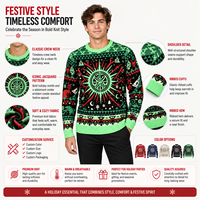 Pull de Noël moche pour homme FNJIA, motif soleil, lune et flocon de neige, tricot graphique, idéal pour les événements festifs, personnalisable avec logo ODM