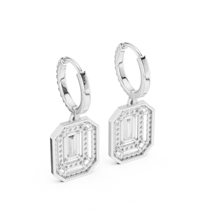 Boucles d'oreilles personnalisées pour femmes en diamant de laboratoire cultivé, taille baguette, certifiées IGI, plaquées or, bijoux fins tendance pour fiançailles - Product Image 4