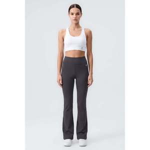 Tommylife Wholesale Anthracite Flexible High Waist Sports Performance Women's <b>Flared</b> <b>Leggings</b> - 94686 - Anthracite - Product Image 3