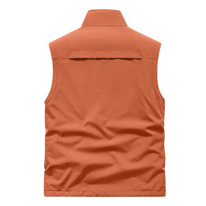 Chaleco cálido de concha suave para caballeros, servicio OEM, color Naranja quemado, sin mangas, forro polar interior, ropa de calle, chaleco Softshell para hombres - Product Image 2