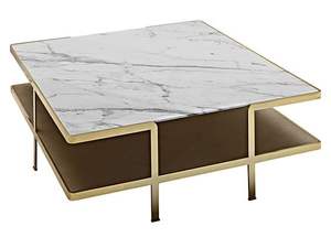 Mobilier de maison de luxe de haute qualité table basse en marbre décoration ligne dorée dessus de table avec pied de table en métal - Product Image 2