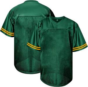 Venta al por mayor de camisetas de fútbol americano personalizadas, cómodas, cálidas, de material de Grado Profesional, transpirables, de talla grande, sublimación de manga a rayas - Product Image 1